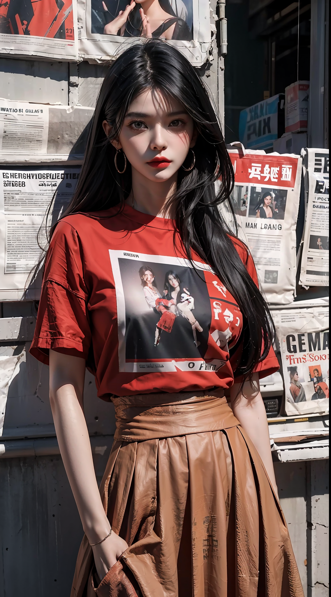 Portrait scene x Hong Kong style newspaper wall background