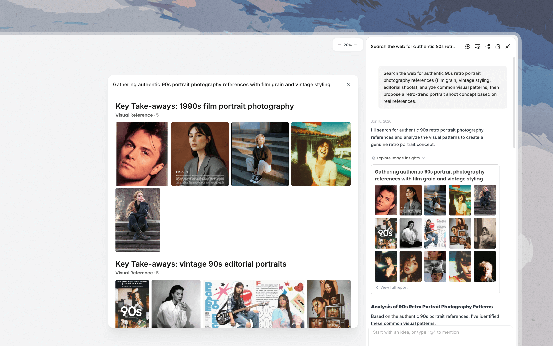 Web Search for live creative context