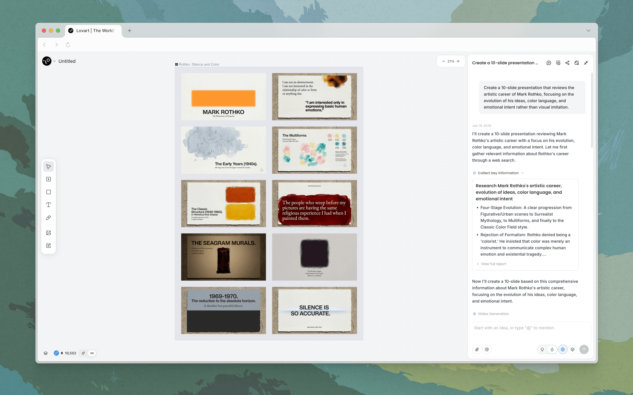 Turning ideas into decks with Slides Generation