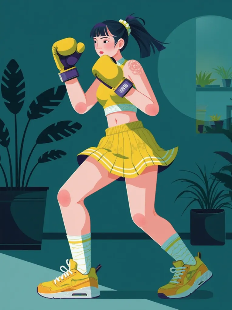 Flat Illustration,Girl,Style Boost,LoRA,FLUX.1
