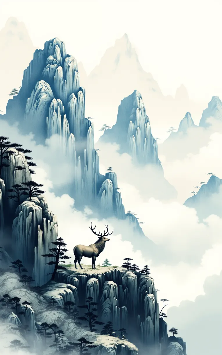 666模型】F.1黑白水彩国风风景模型_FLUX.1模型-LoRA-六六六模型-Shakker