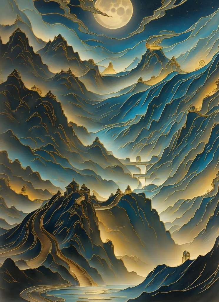 梦镜中国| 国风金箔山水-LoRA-leimaxiu50-Shakker