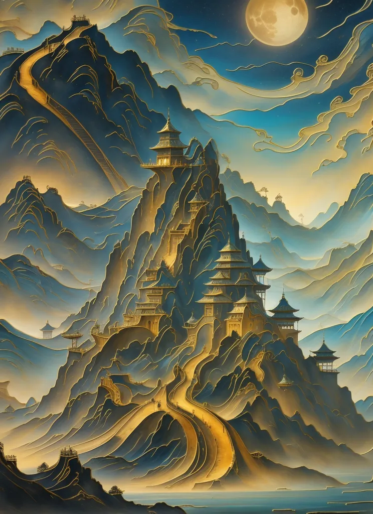 梦镜中国| 国风金箔山水-LoRA-雷神-LiblibAI