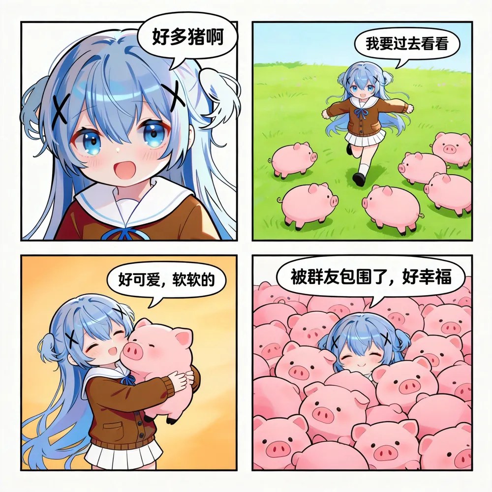 ’被🐖包围了‘四格漫--Devilworld-LiblibAI
