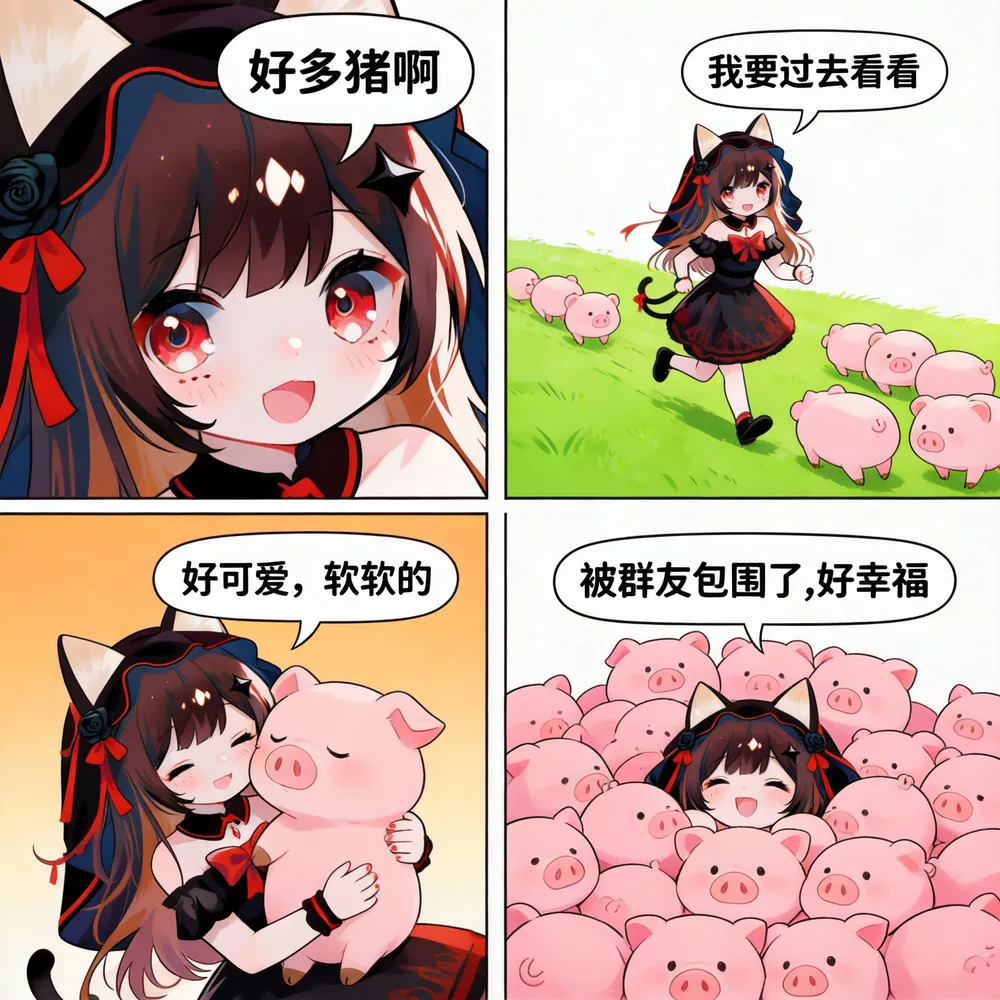 ’被🐖包围了‘四格漫--Devilworld-LiblibAI