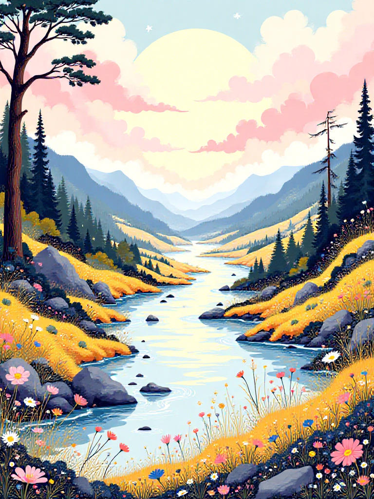 Colorful landscape illustration 彩色风景插画