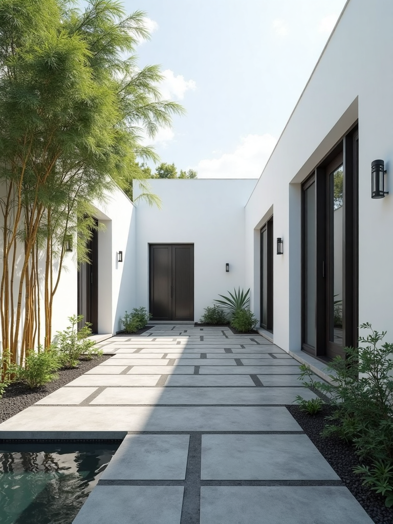 Oriental courtyard with white walls and black tiles 东方庭院白墙黛瓦