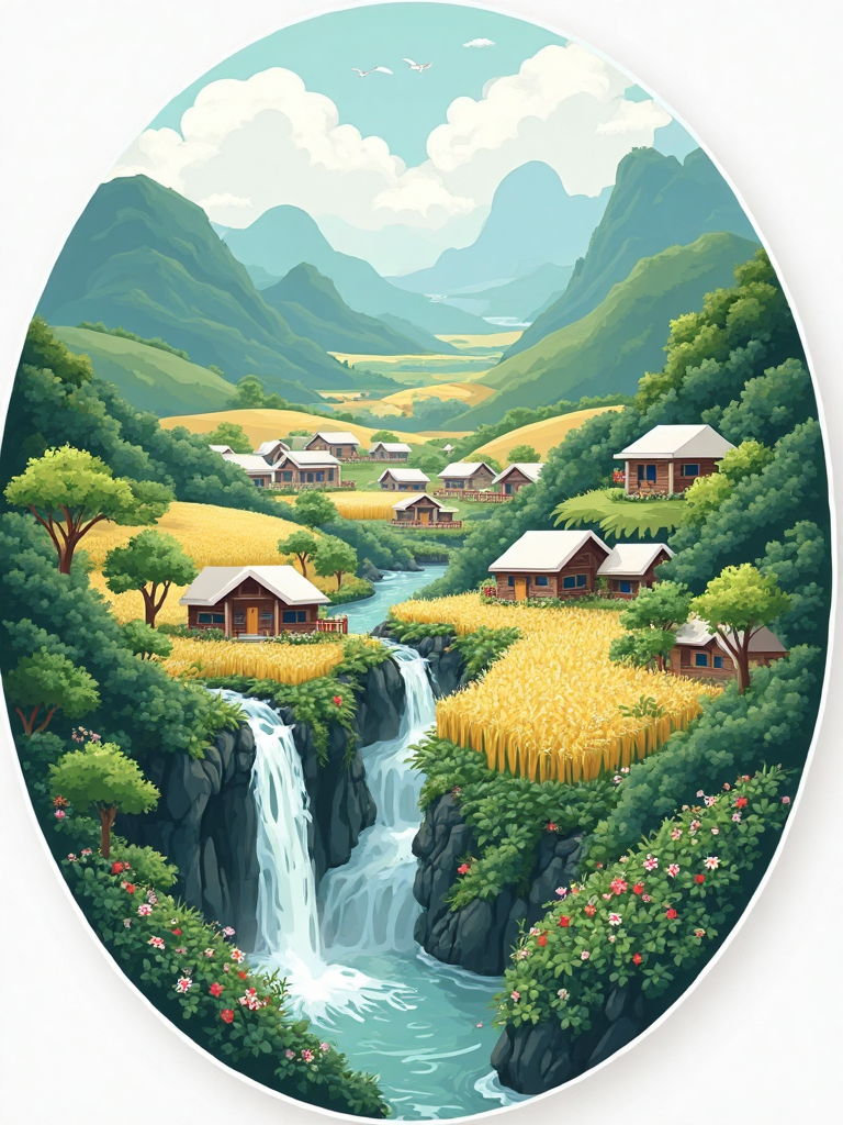 Landscape sticker illustration style 风光贴纸插画风