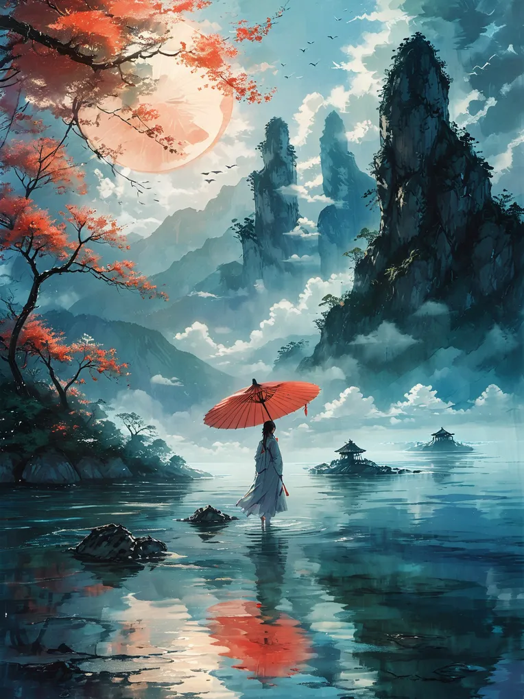Chinese Style,Traditional Painting Media,Girl,LoRA,SDXL