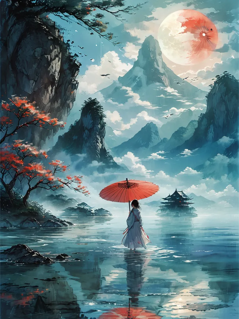 Chinese Style,Traditional Painting Media,Girl,LoRA,SDXL