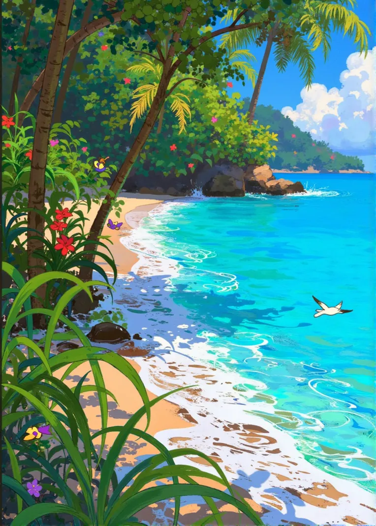 Flat Illustration,Composition Control,Landscape,LoRA,FLUX.1