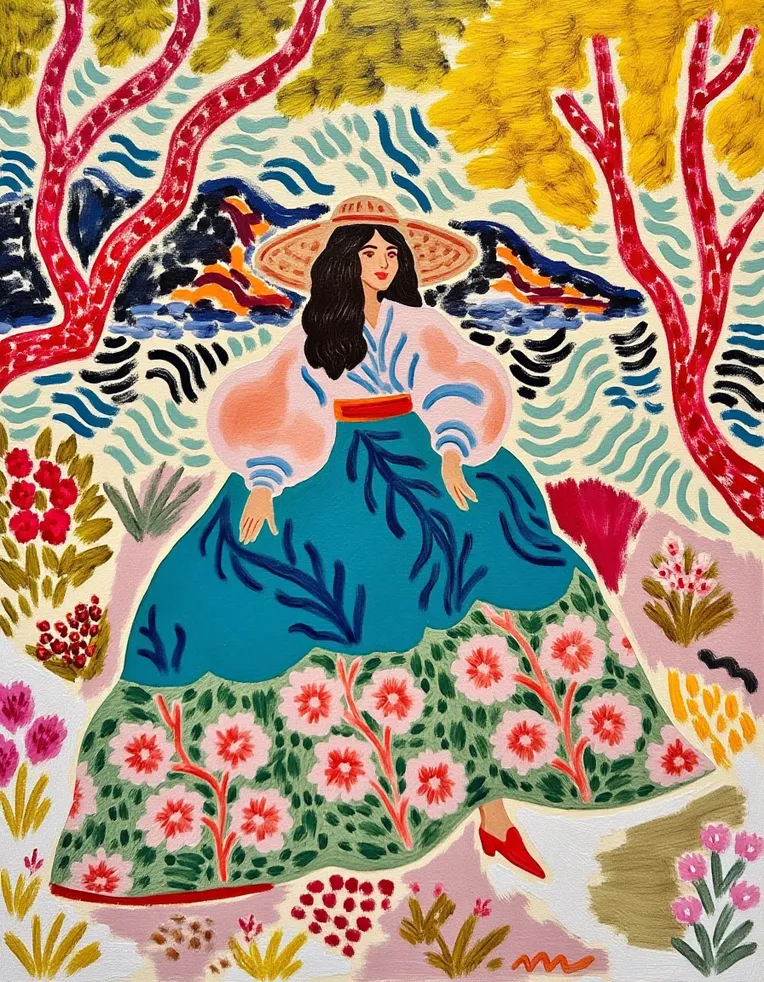 Classic Painting,Flat Illustration,Girl,LoRA,FLUX.1