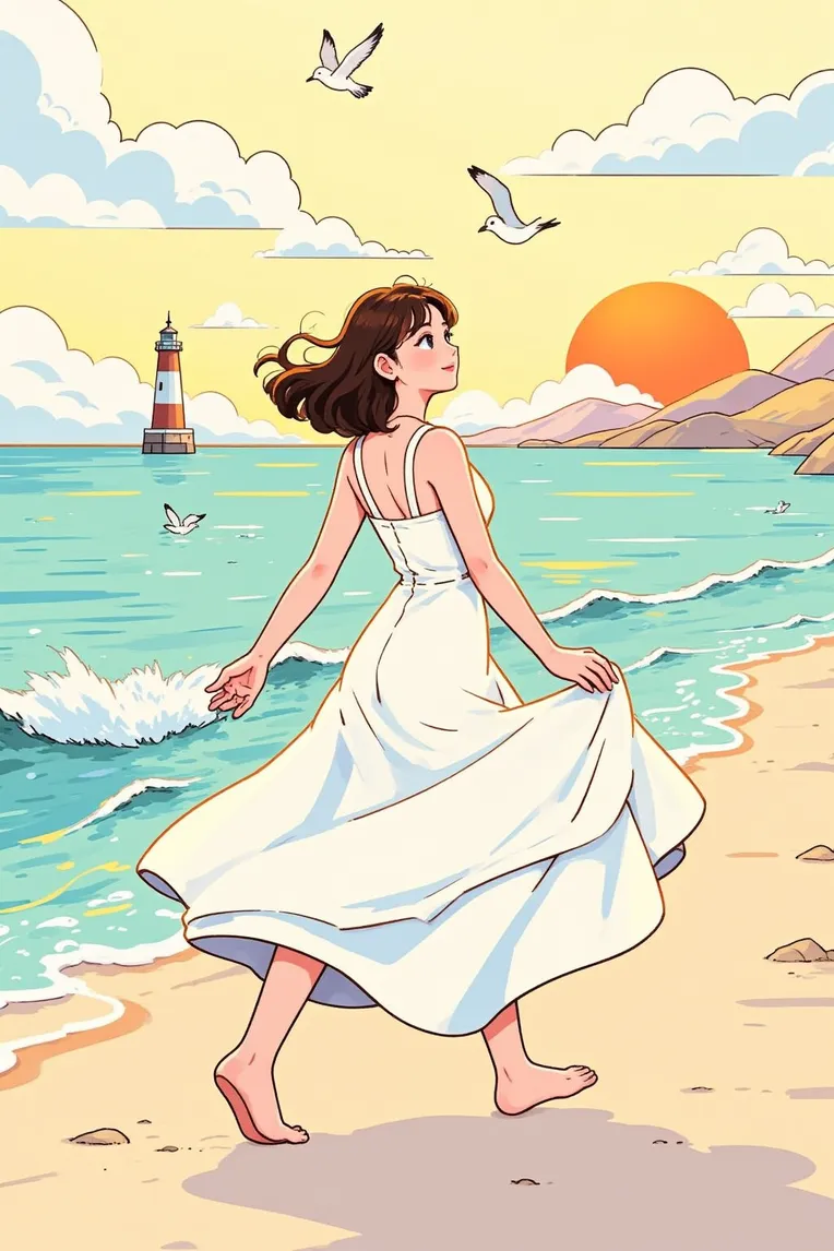 Flat Illustration,Girl,Style Boost,LoRA,FLUX.1