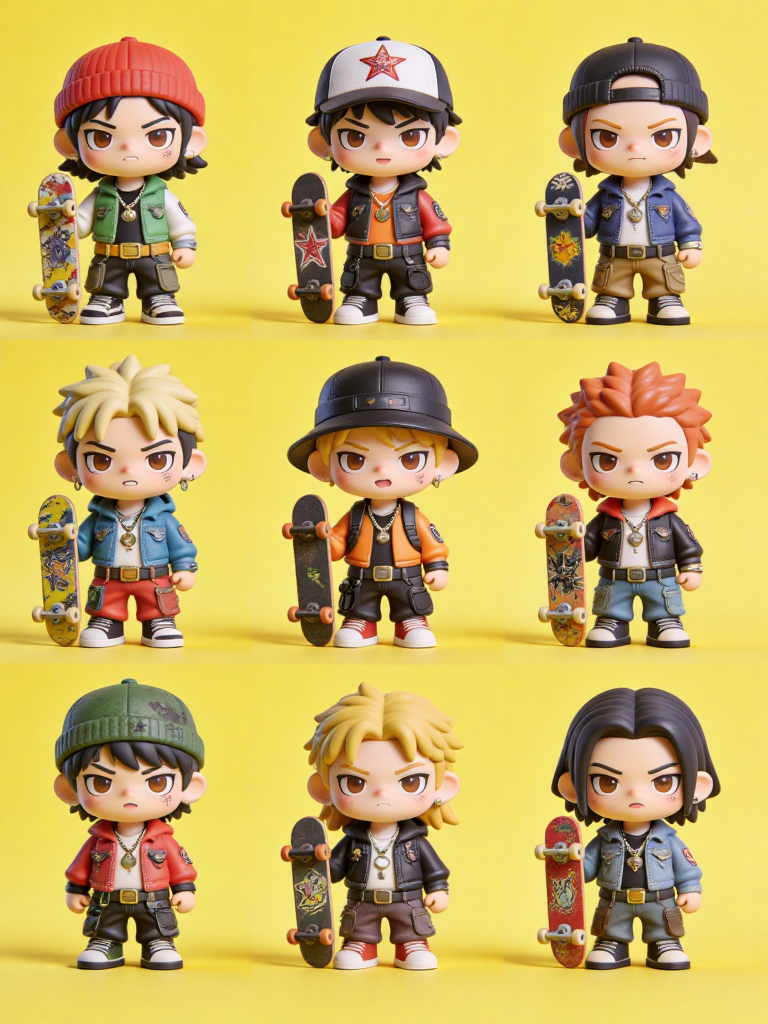 Nine-grid layout 3D cartoon Q-version figurine design V1.0