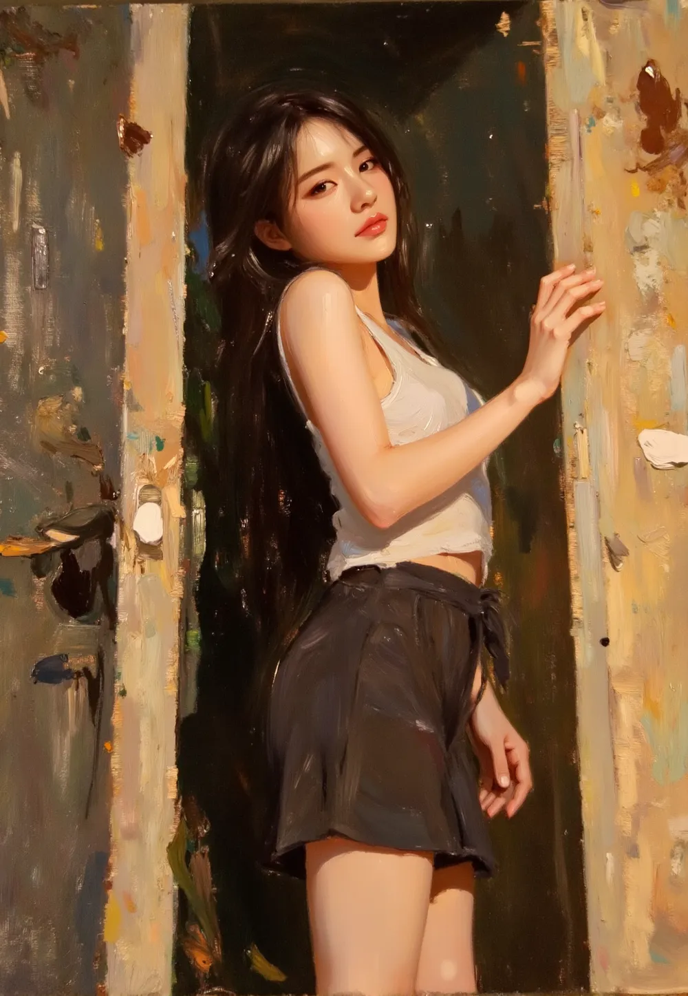 油彩画[模写] 一键生成水彩油画风格美女工作流-工作流-青旭-LiblibAI