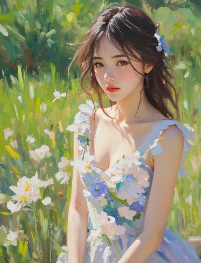 青旭_情绪感油画水彩风格少女-LoRA-青旭-LiblibAI