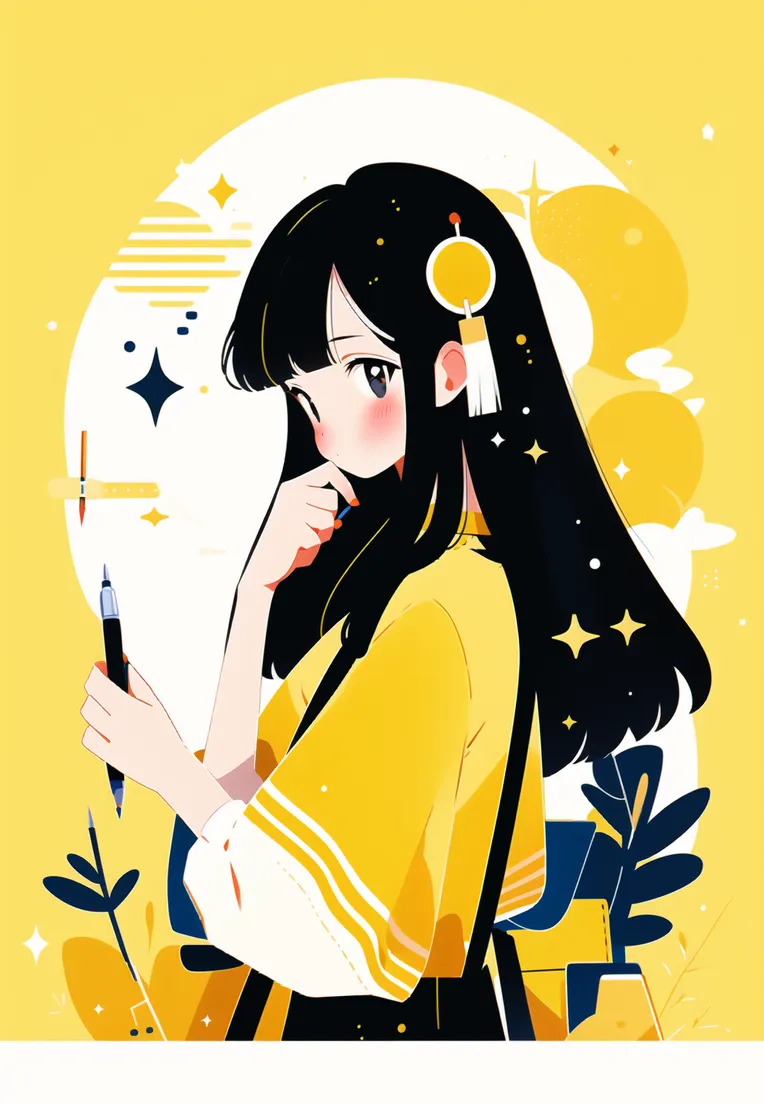 Flat,Flat Illustration,Girl,LoRA,SD 1.5
