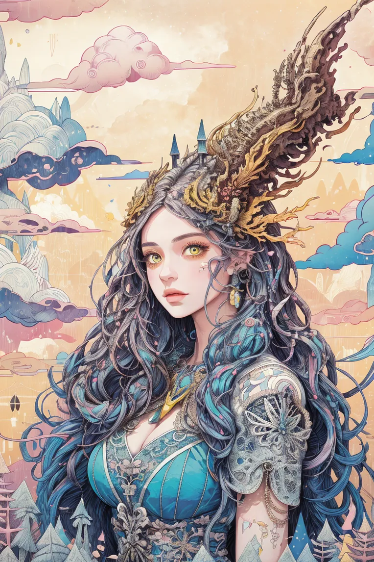 Hand-Drawn,Traditional Painting Media,Girl,LoRA,SD 1.5