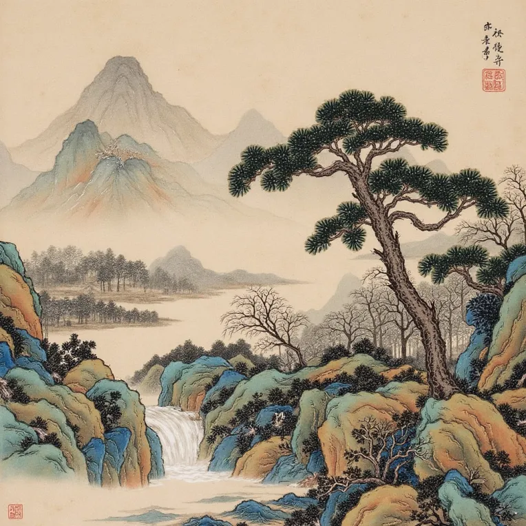 【真作】絵画　中国風山水画　静寂と癒しの景色　古の風景を描く　自然美　U105 真作】絵画 中国風山水画 静寂と癒しの景色 古の風景を描く