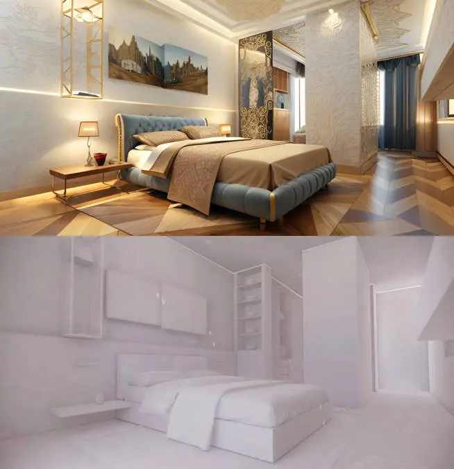 Indoor renderings for commercial-grade workflow with white film ...