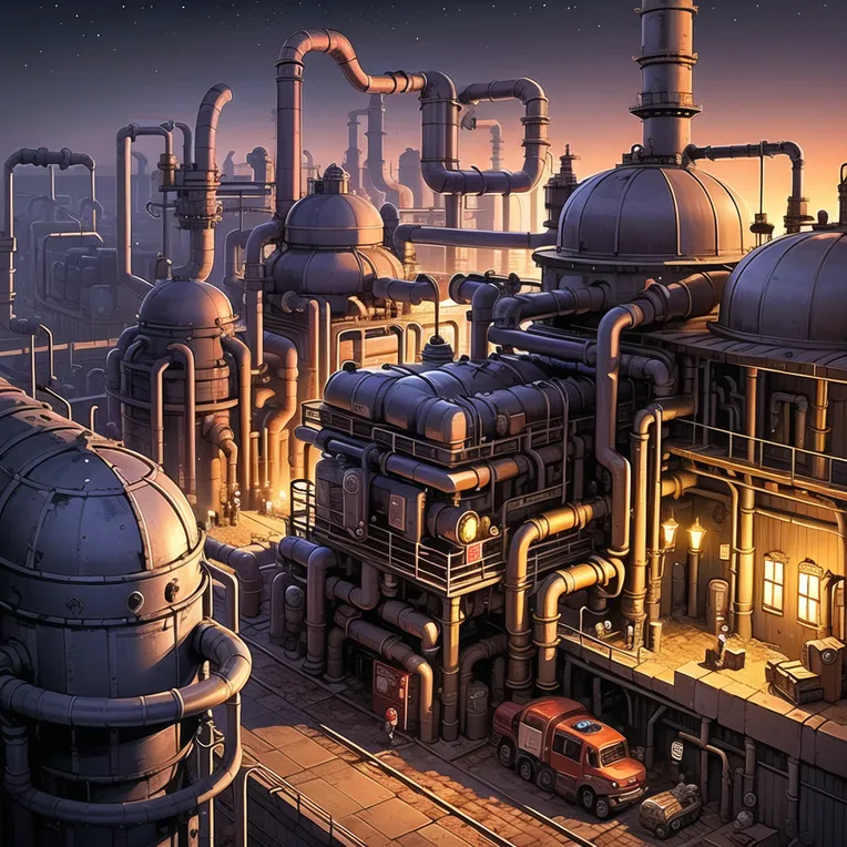 Industrial steampunk architecture-LoRA-flower_F_sH-Shakker