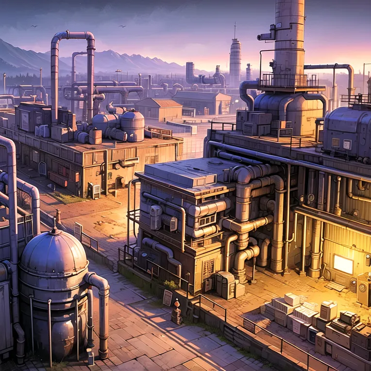 Industrial steampunk architecture-LoRA-flower_F_sH-Shakker