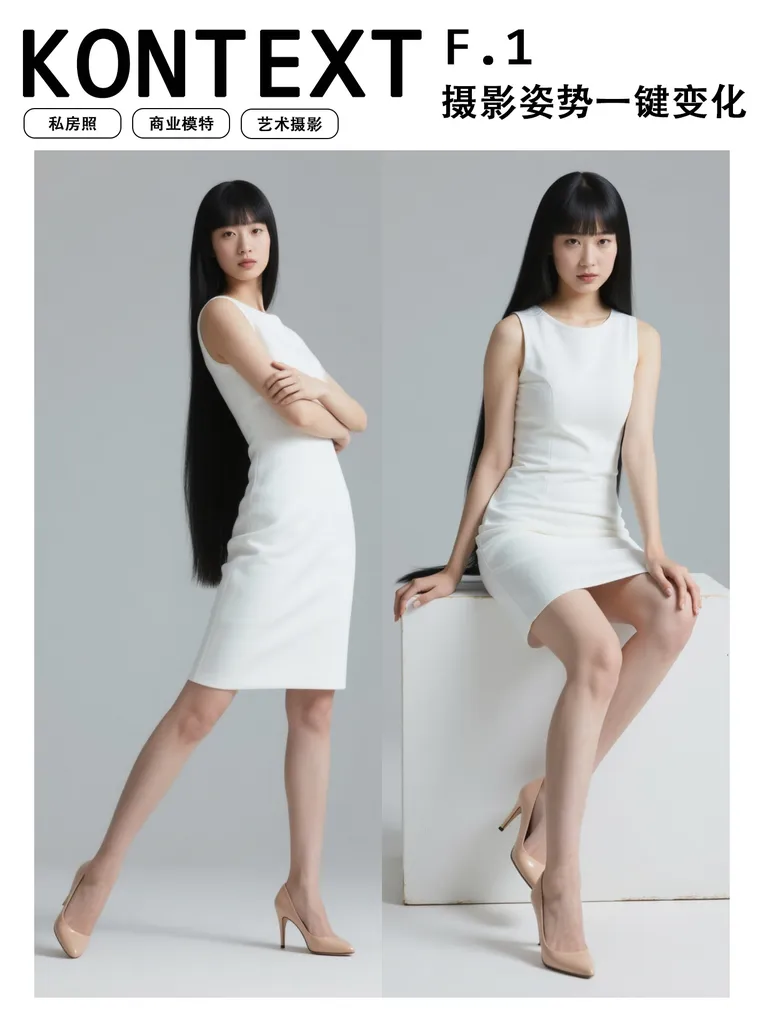 Real-life model shooting poses with one-click transformation | E ...