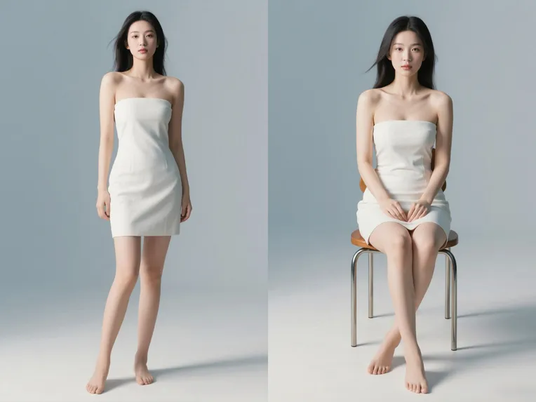 Real-life model shooting poses with one-click transformation | E ...