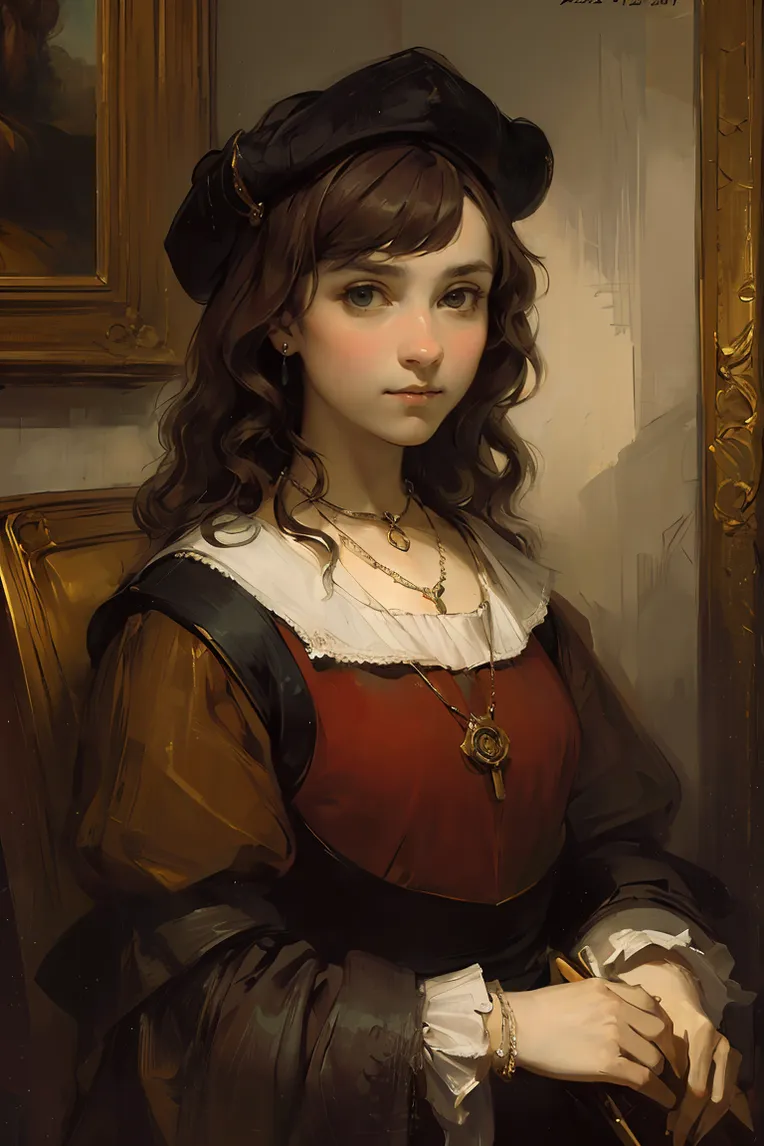 Classic Painting,Traditional Painting Media,Girl,Checkpoint,SD 1.5