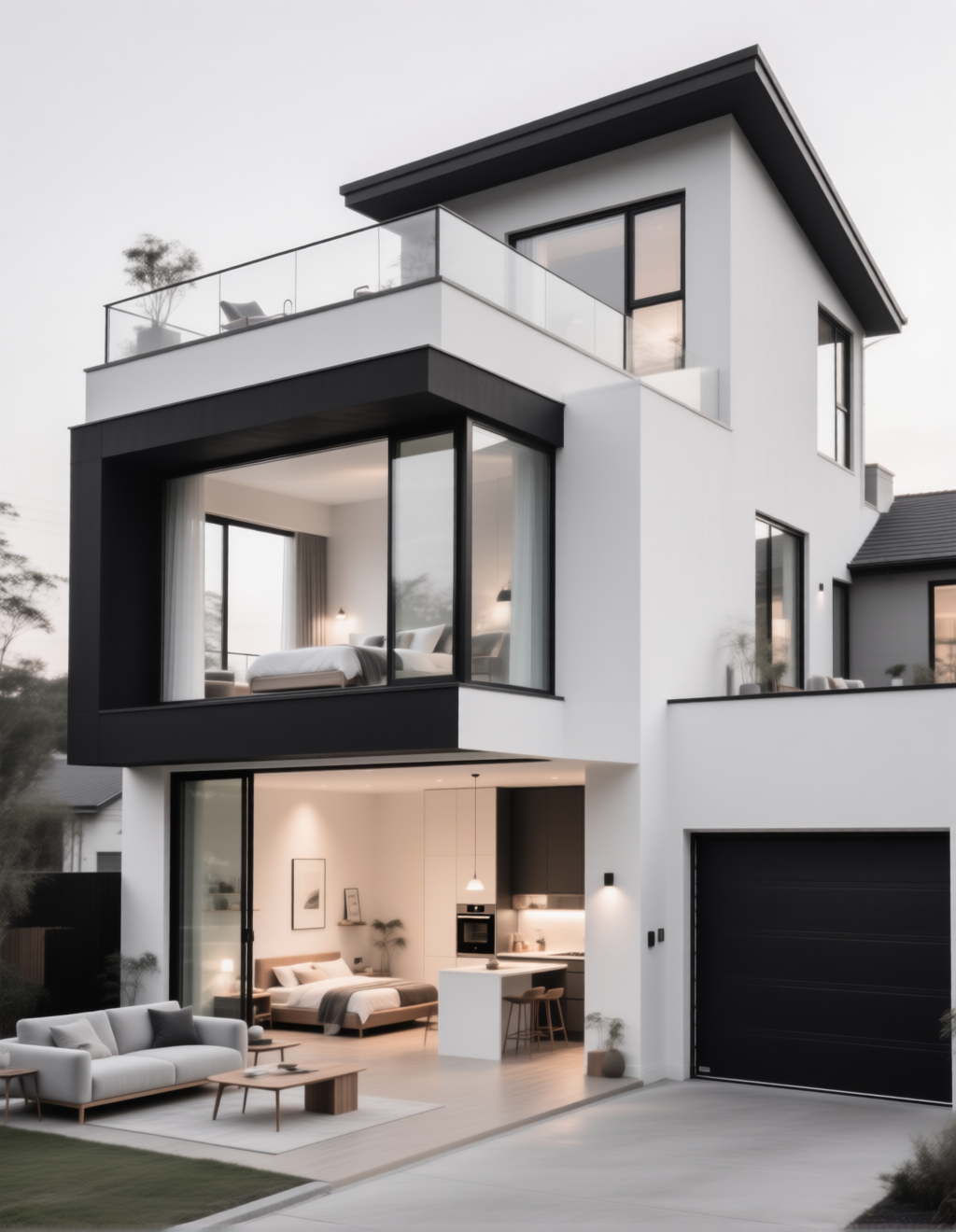 Modern textured black and white architectural design 现代质感黑白建筑设计