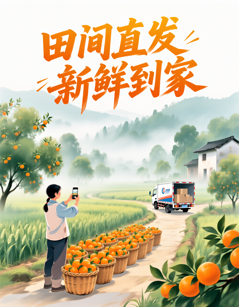 Rural E-commerce Illustration Poster Design 农村电商插画海报设计