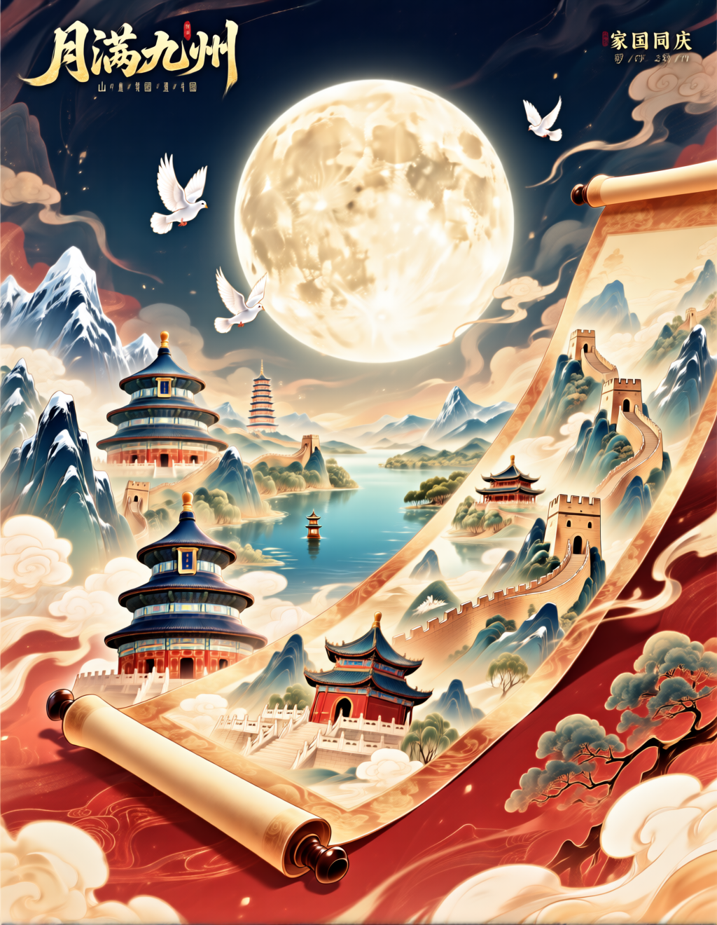  "Full Moon Over the Majestic Land" “月满山河”主题画面