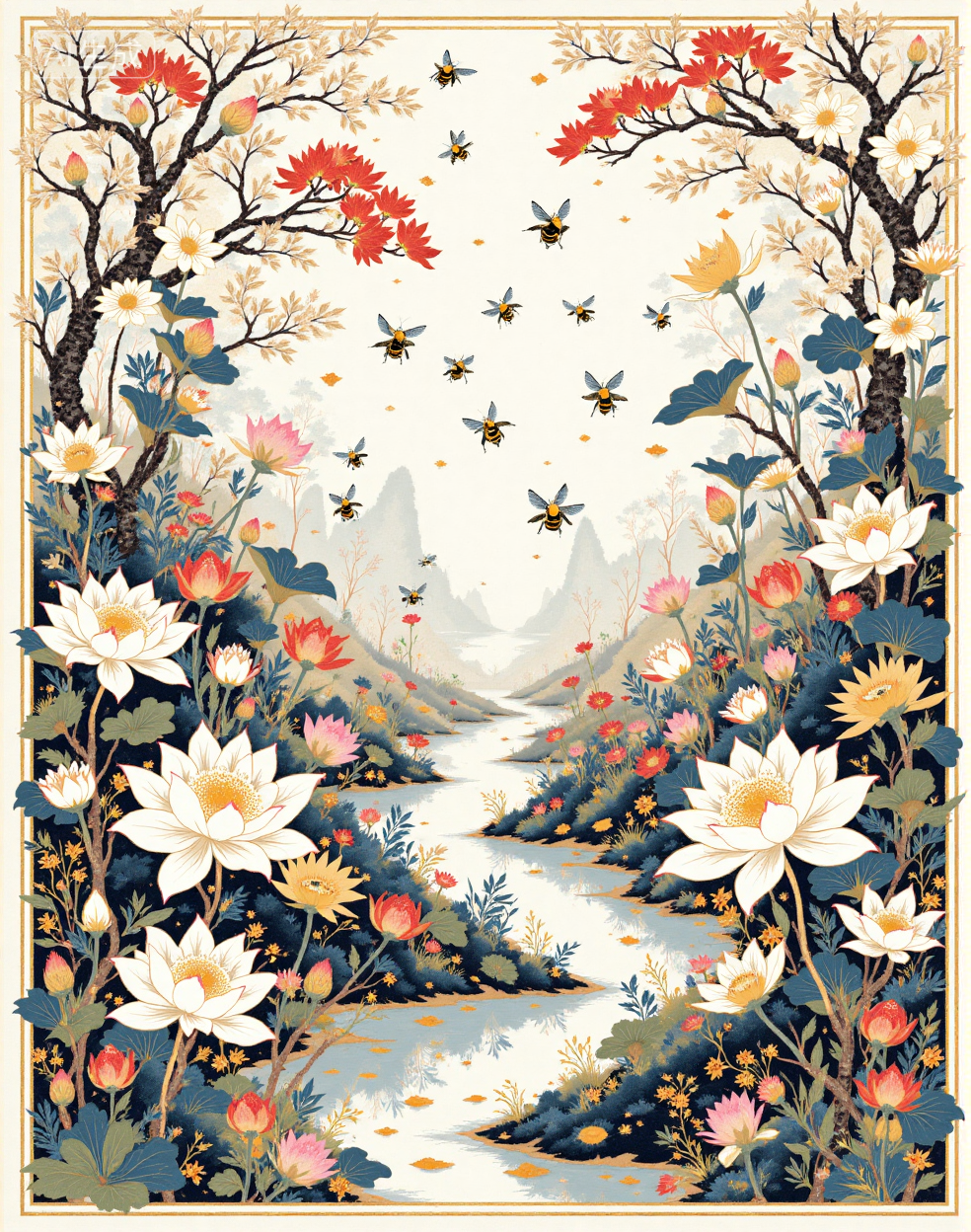 Ink wash painting of lotus flowers Ink wash painting of a lotus flower