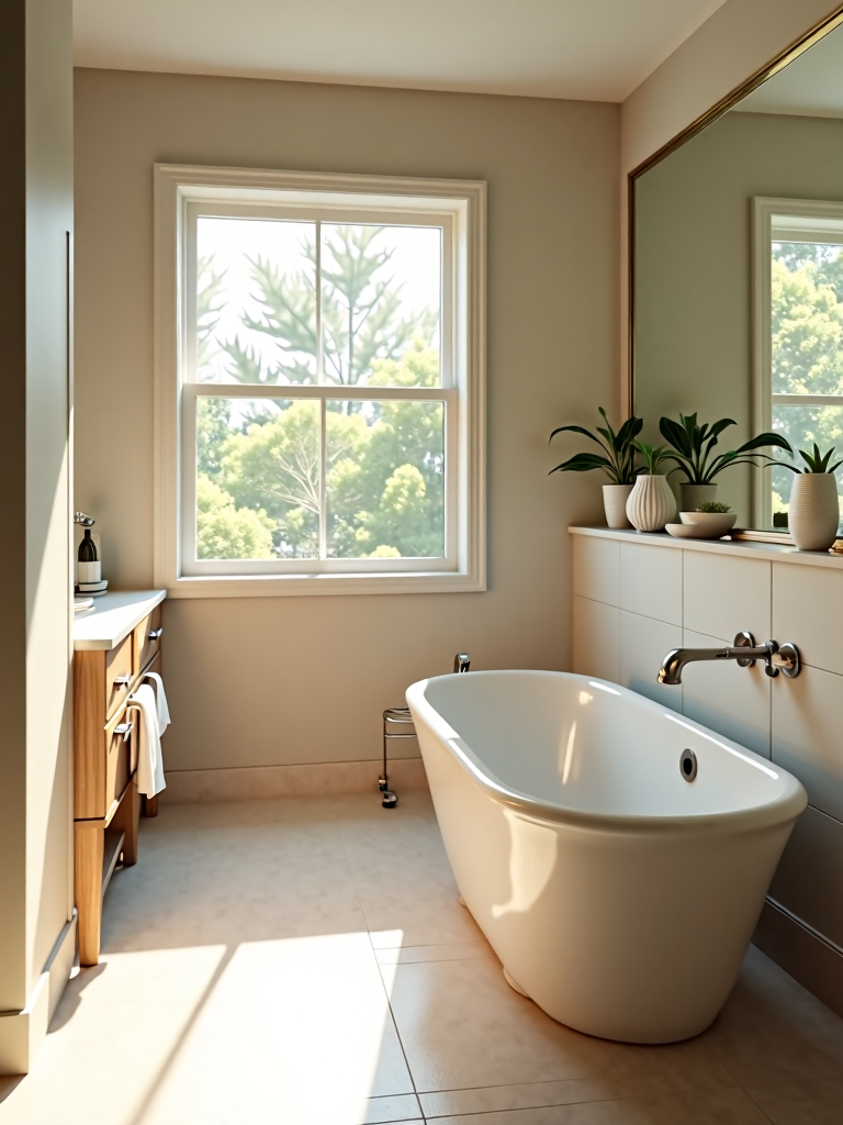 American-style bathroom 美式浴室/自然光