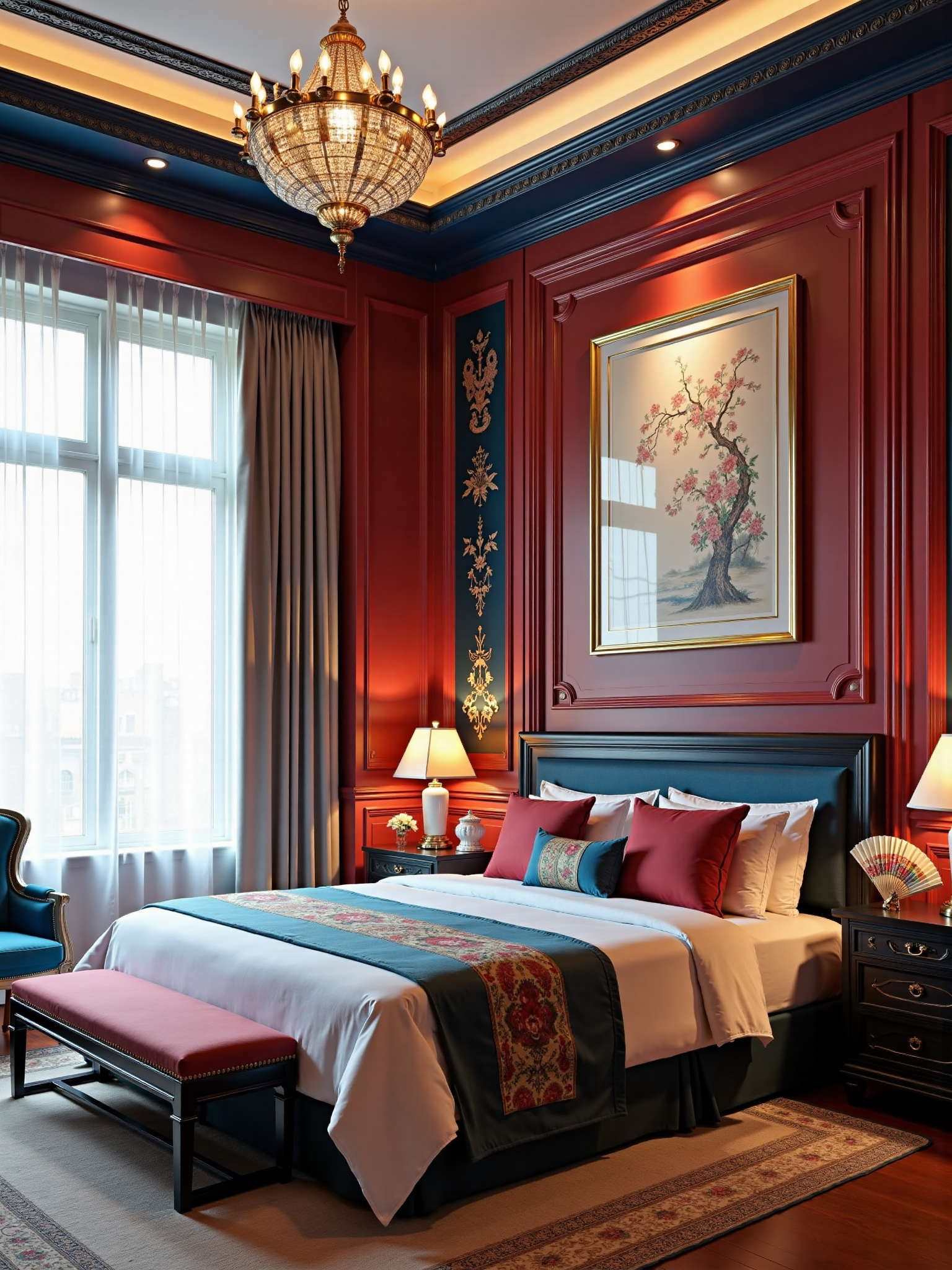 New Chinese retro fashion bedroom 新中式复古时尚卧室