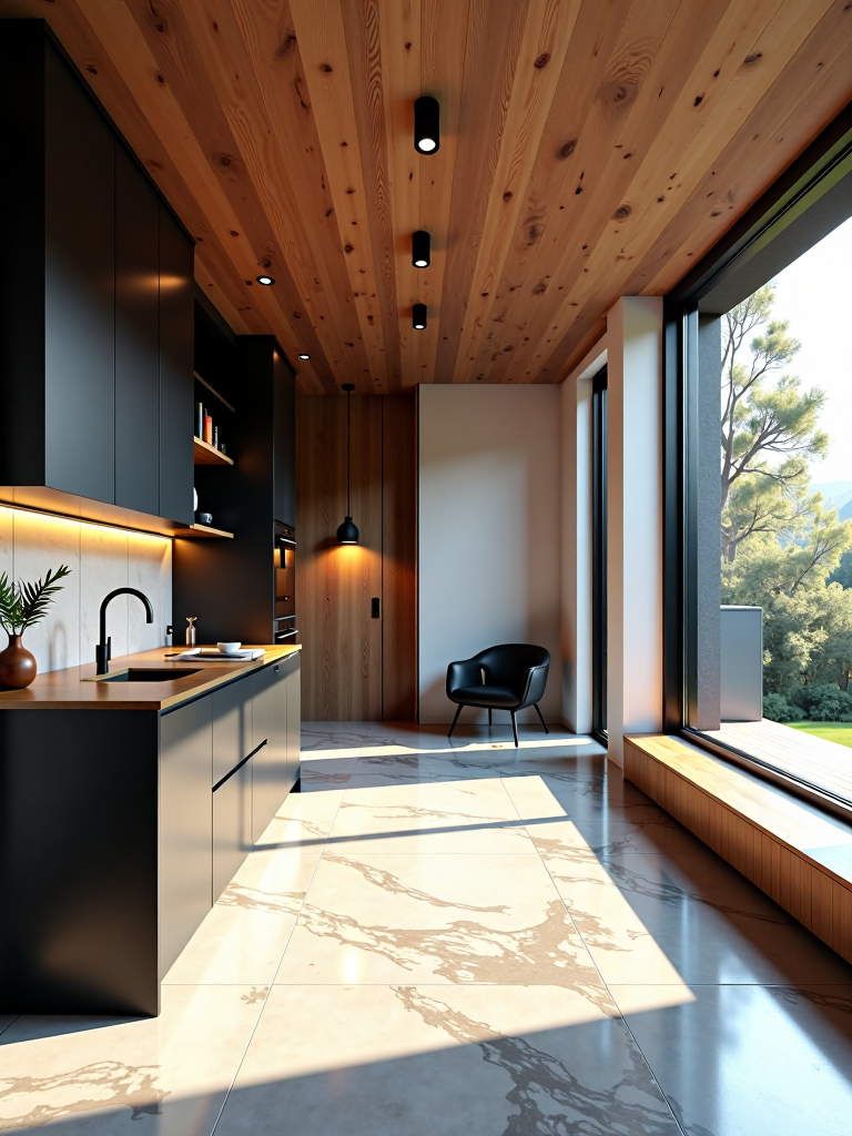 Modern minimalist black U-shaped kitchen 现代简约黑色系u型厨房