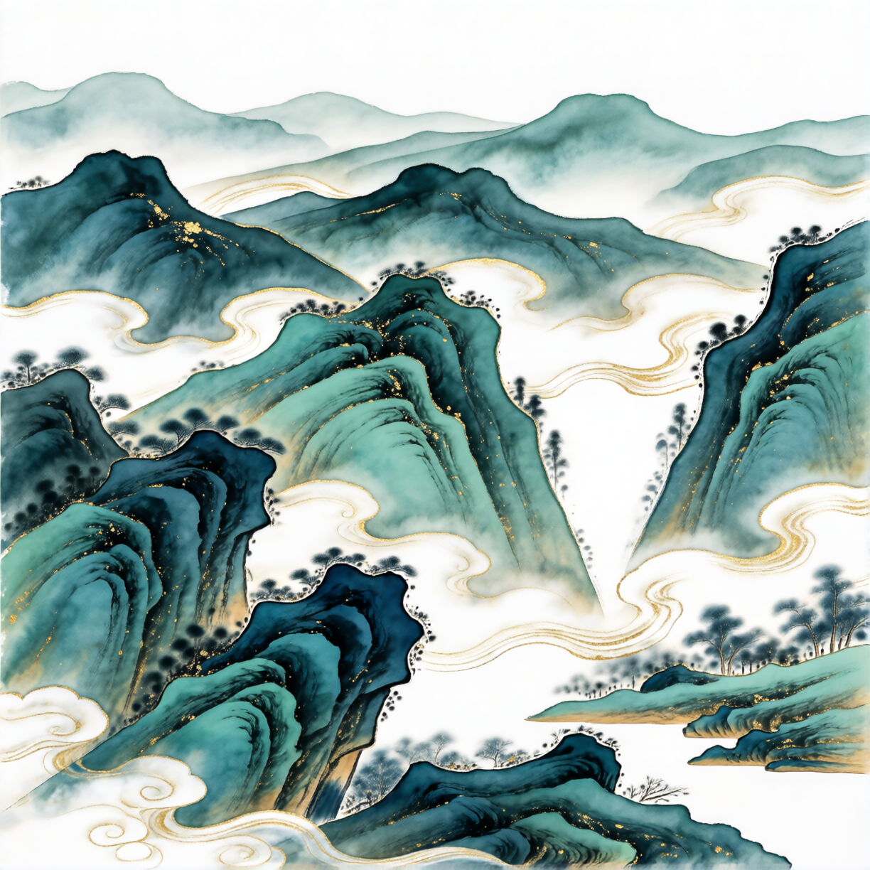 Modern Rock Color Guofeng Illustration 现代岩彩国风插画