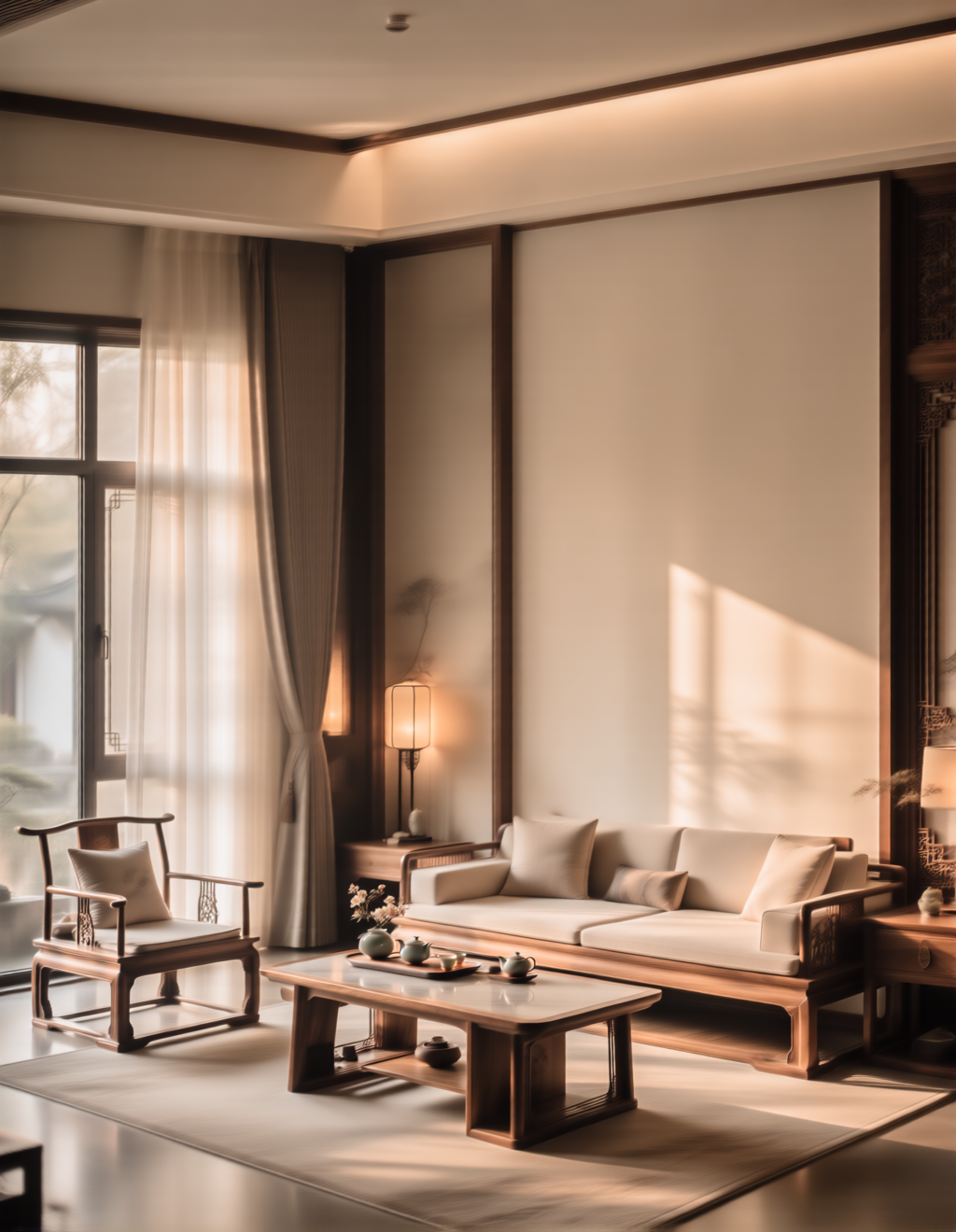 New Chinese style living room Qwen 新中式风格客厅