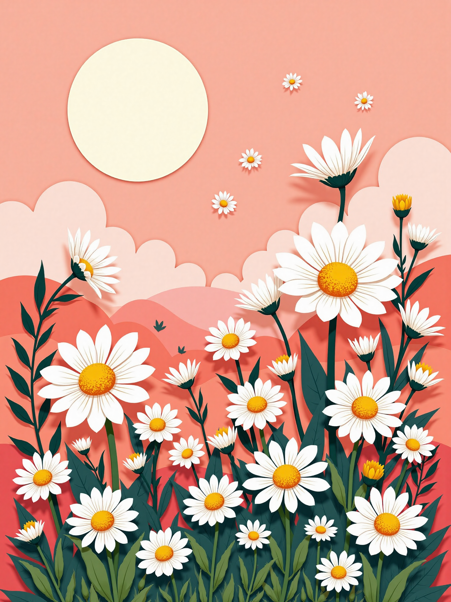 Fresh and healing flat floral illustration 清新治愈平涂花卉插画