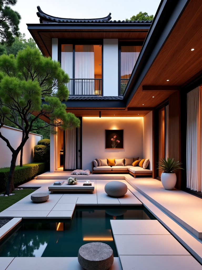 Slow living atmosphere of a Chinese-style courtyard 中式庭院慢生活氛围