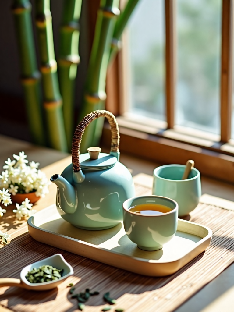 New Chinese style celadon teapot 新中式青瓷茶壶