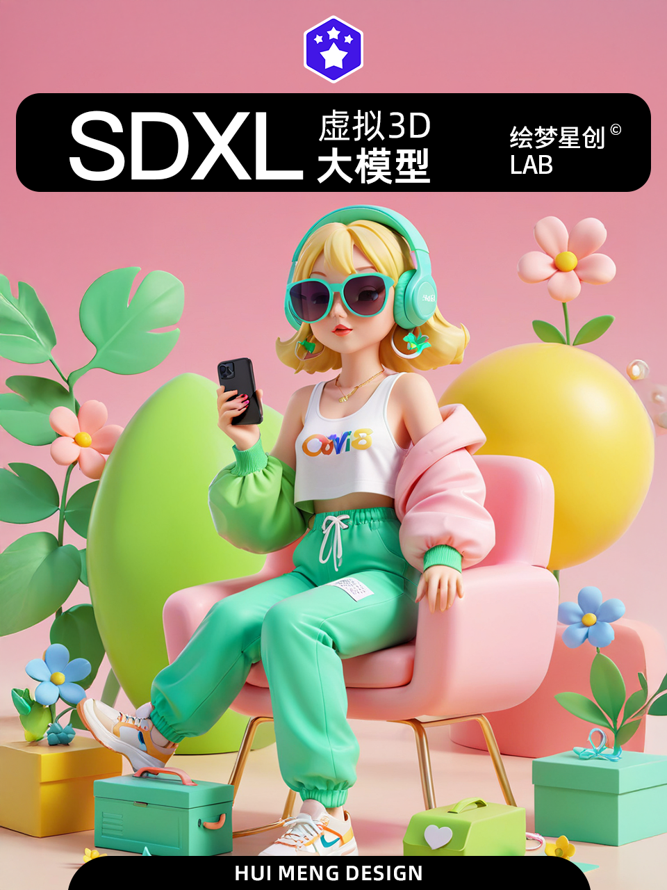 Dreamy Virtual 3D | E-commerce Scene KV Poster | Blind Box IP Material Products XL V3