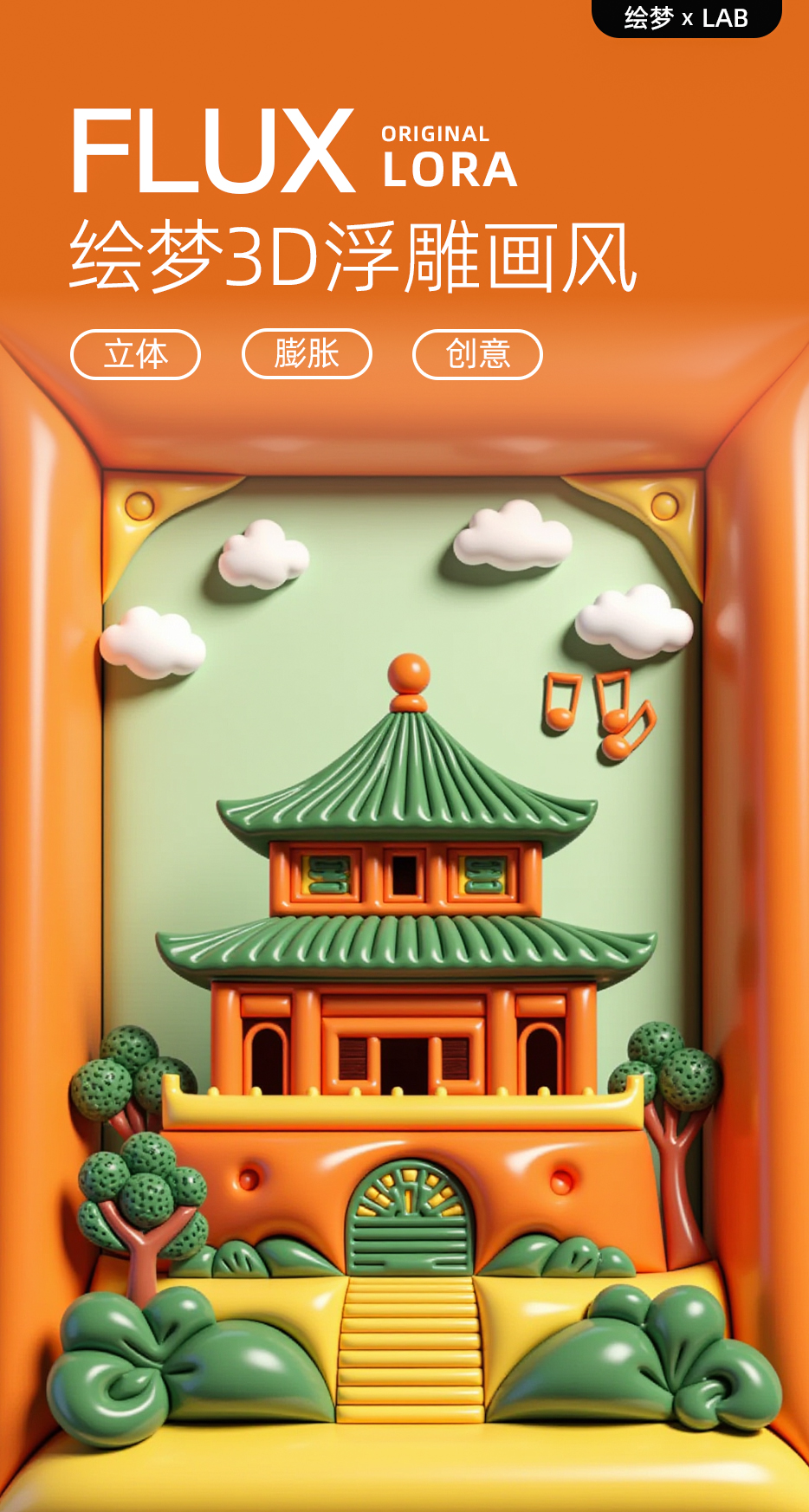 Dream3D Relief Sculpture | Bizarre Inflated Style | E-commerce Scene Key Visual V1