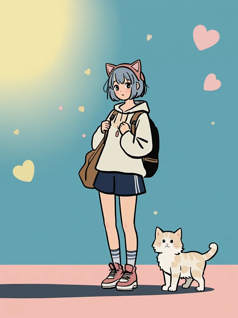 Flat,Flat Illustration,Girl,LoRA,SDXL