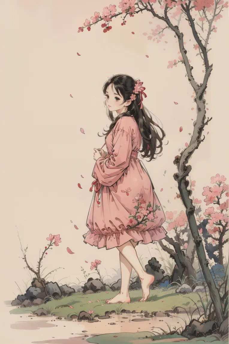 Chinese Style,Traditional Painting Media,Girl,LoRA,SD 1.5