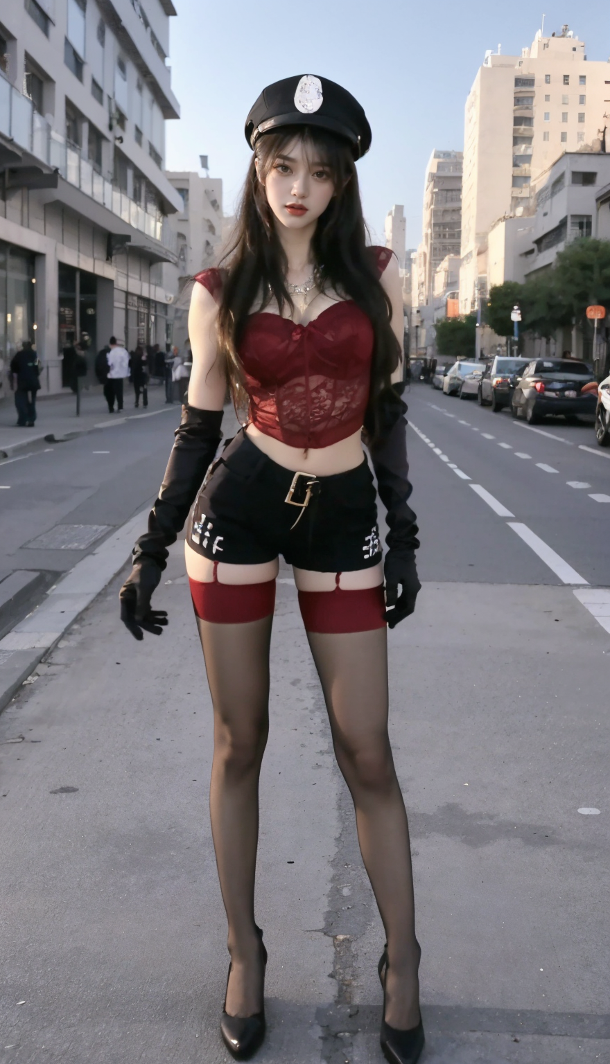 【Mingyue Clothing】Red sexy frame bra with red stockings. 1.0