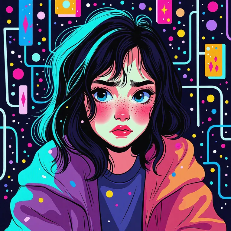 Flat Illustration,Girl,Object Enhance,LoRA,FLUX.1