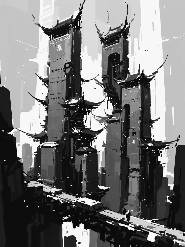 Anime Style,Hand-Drawn,Building,LoRA,SDXL