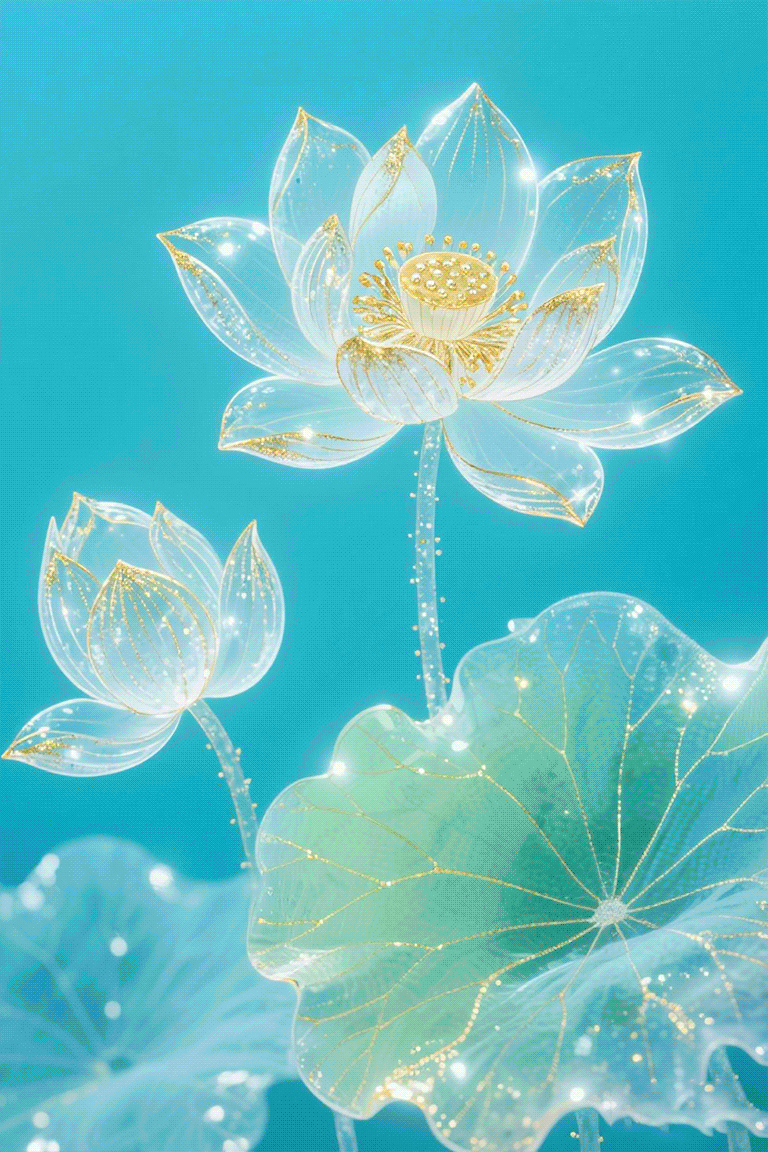 Fine brush painting of ice flowers on silk-LoRA-joyce zhou-Shakker