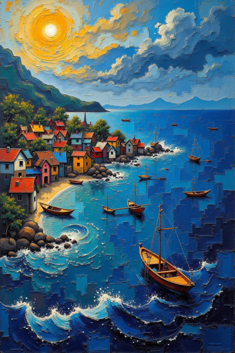抽象画 僧侶 油彩画 重愁-油构厚渠-抽象方色块厚油画风格-LoRA-flash_smile-Shakker